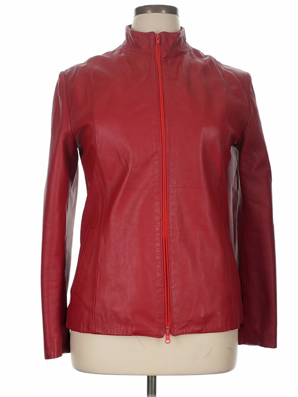 Vera Pelle Women's Red Italian Leather Zip-Front Jacket XL